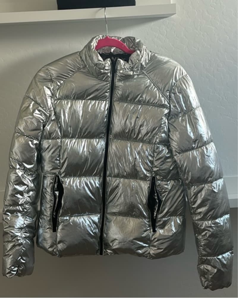Marc Jacobs Silver Puffer Jacket - Image 1