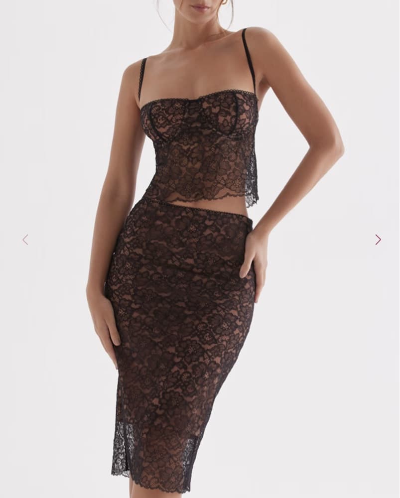 Lace Top and Midi Skirt Set - Image 1