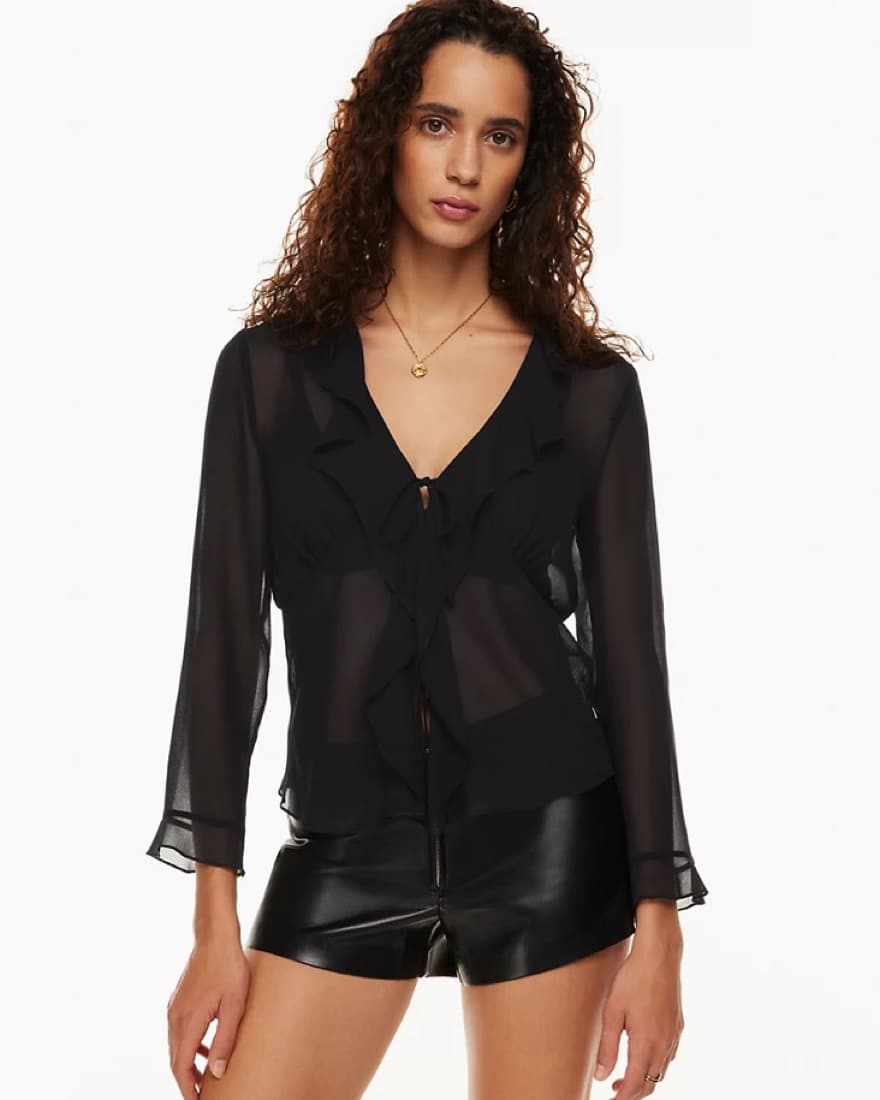 Aritzia Sheer Ruffle Frenchy Blouse - Image 2
