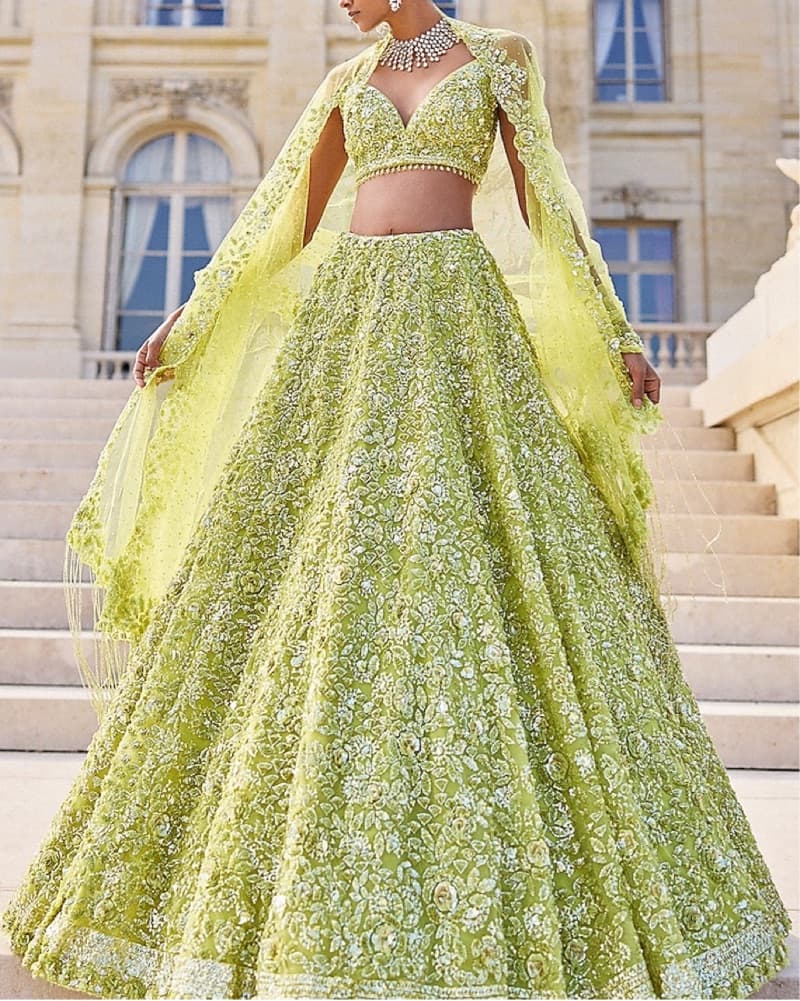 Green Designer Lehenga - Image 4