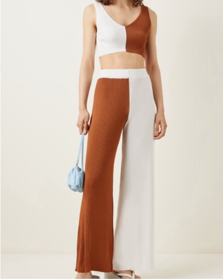 Staud Colorblocked Ribbed-Knit Set - Image 1
