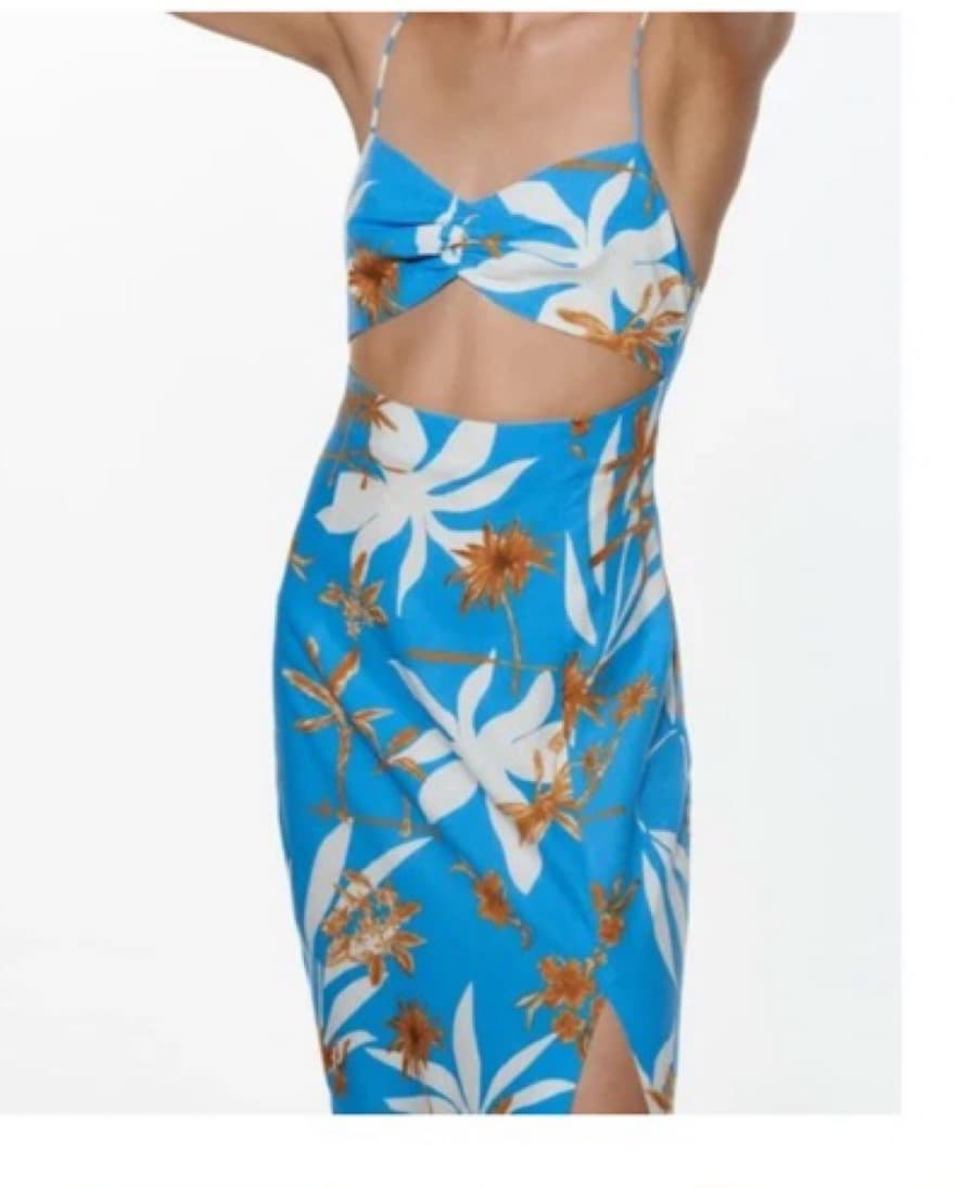 Zara Cut Out Printed Midi Dress - Image 2