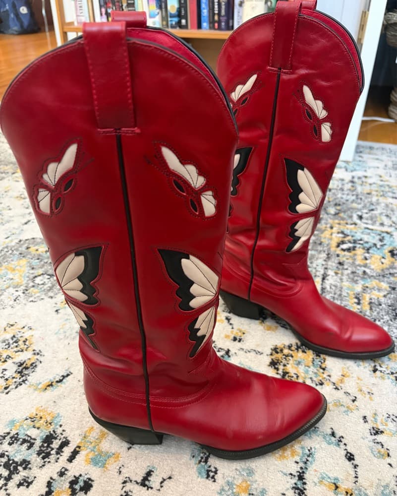 Red Butterfly Cowboy Boots - Image 1