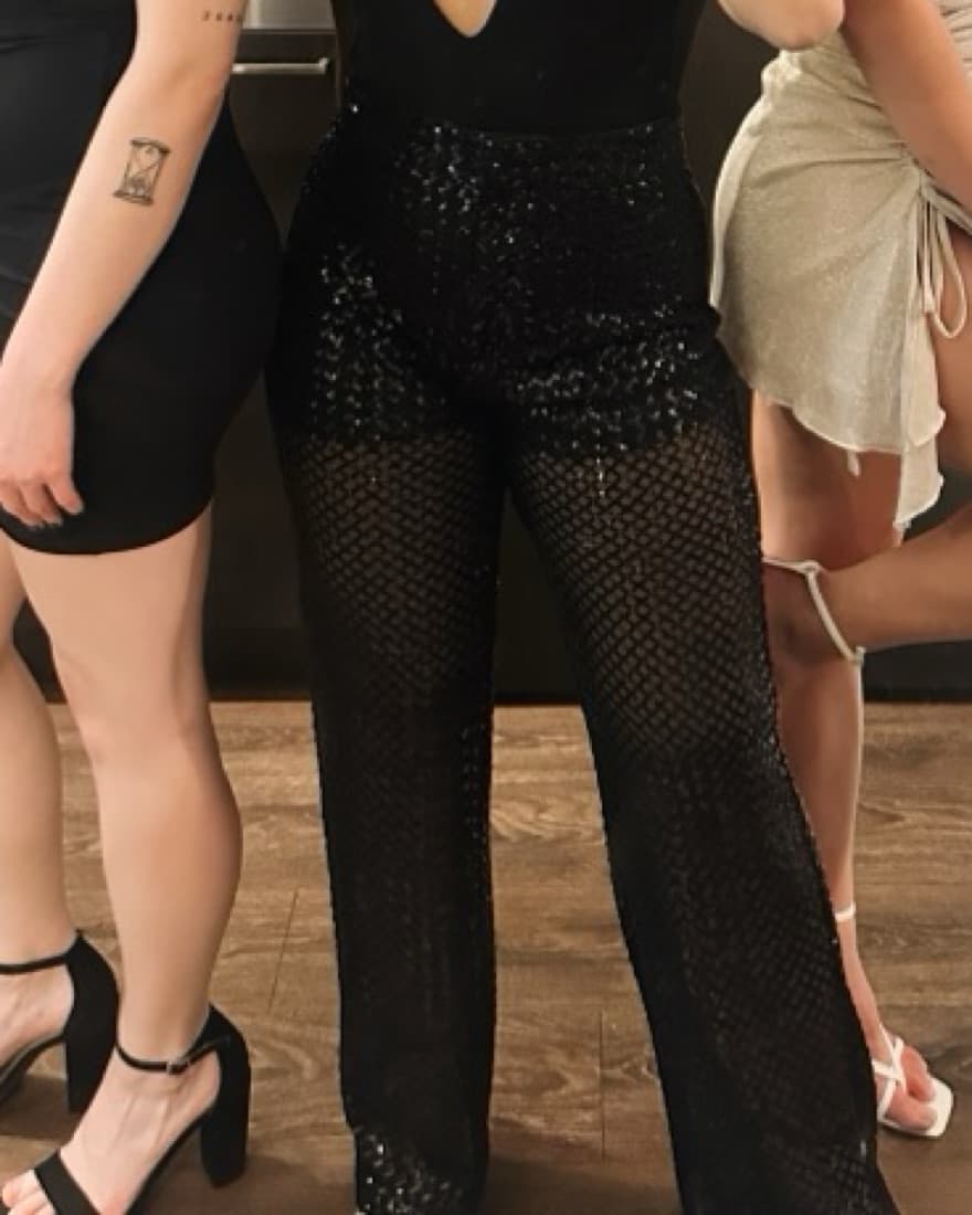 Black Sequin Pants - Image 1