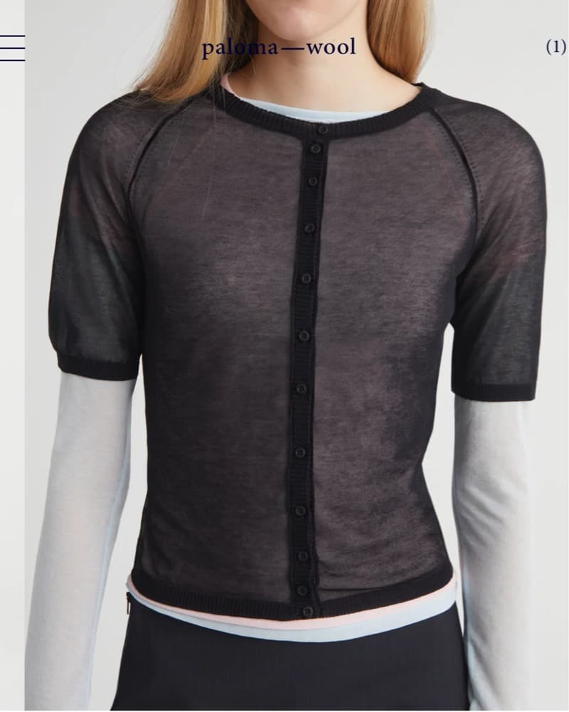 Paloma Wool Sheer Black Patinela Cardigan Knit Top - Image 2