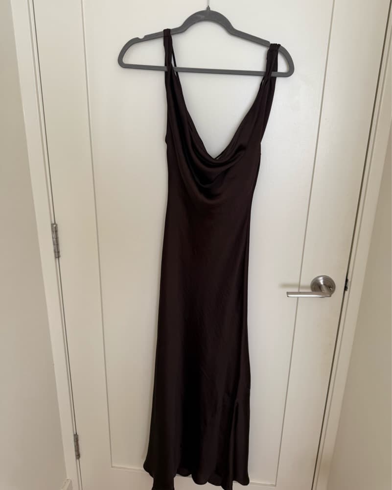 Brown Satin Dress - Image 5