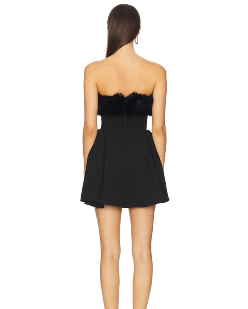 Majorelle Fur Strapless Dress  - Image 3