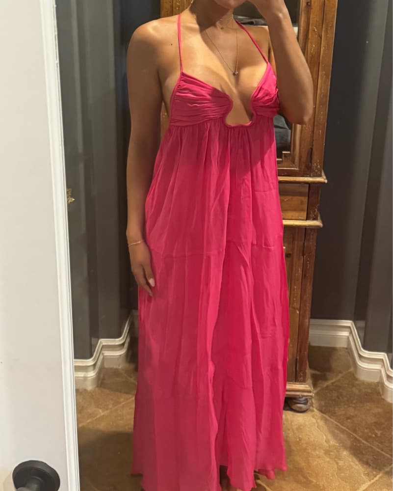 Zara Hot Pink Summer Dress - Image 2