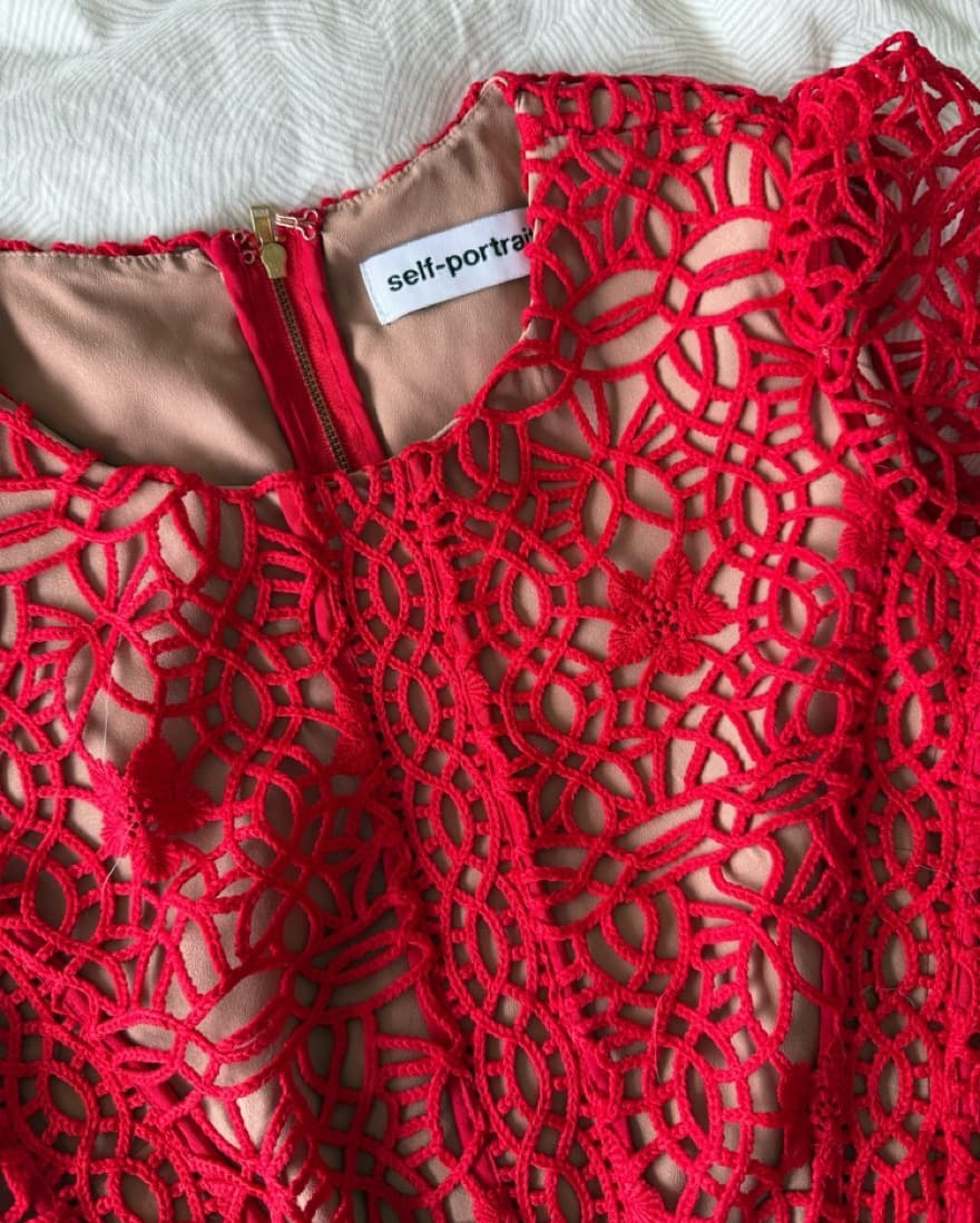 Self-portrait Stunning Red Lace Dress - Image 3