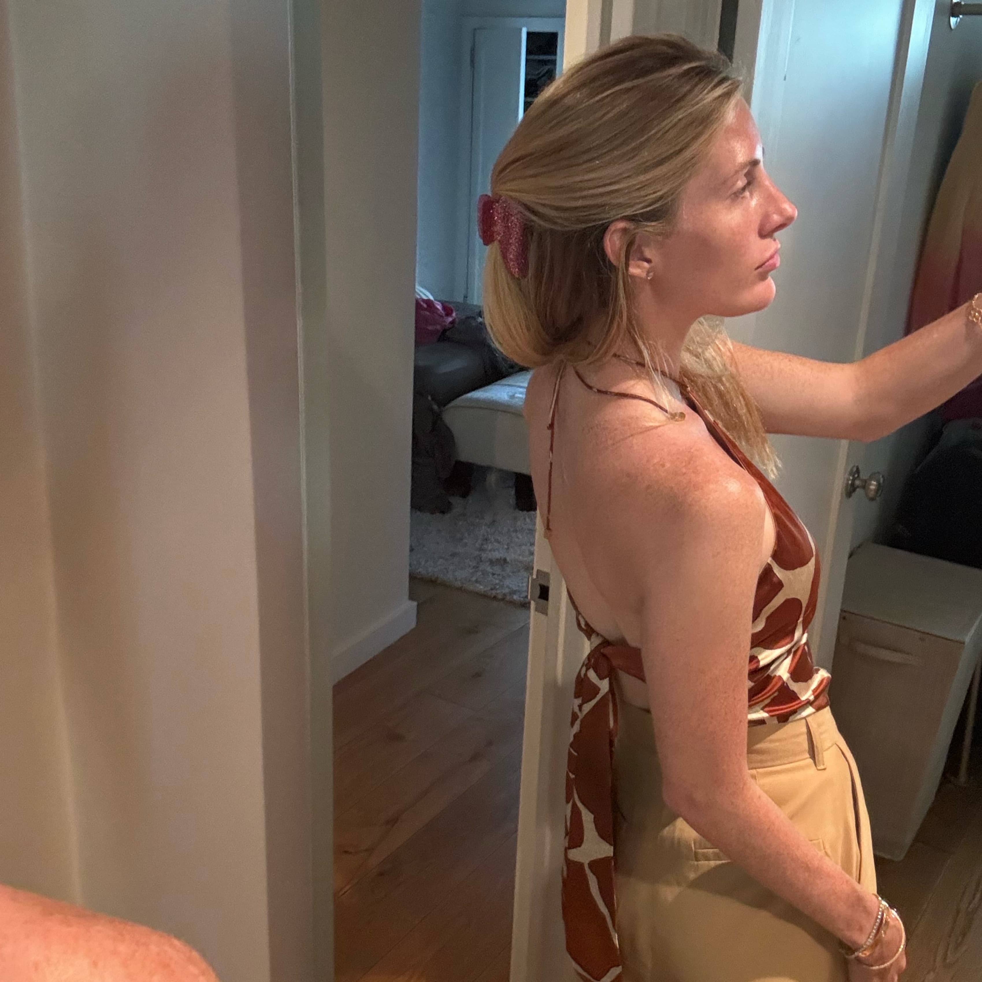 Giraffe Print Silk Halter Tie Top  - Image 4