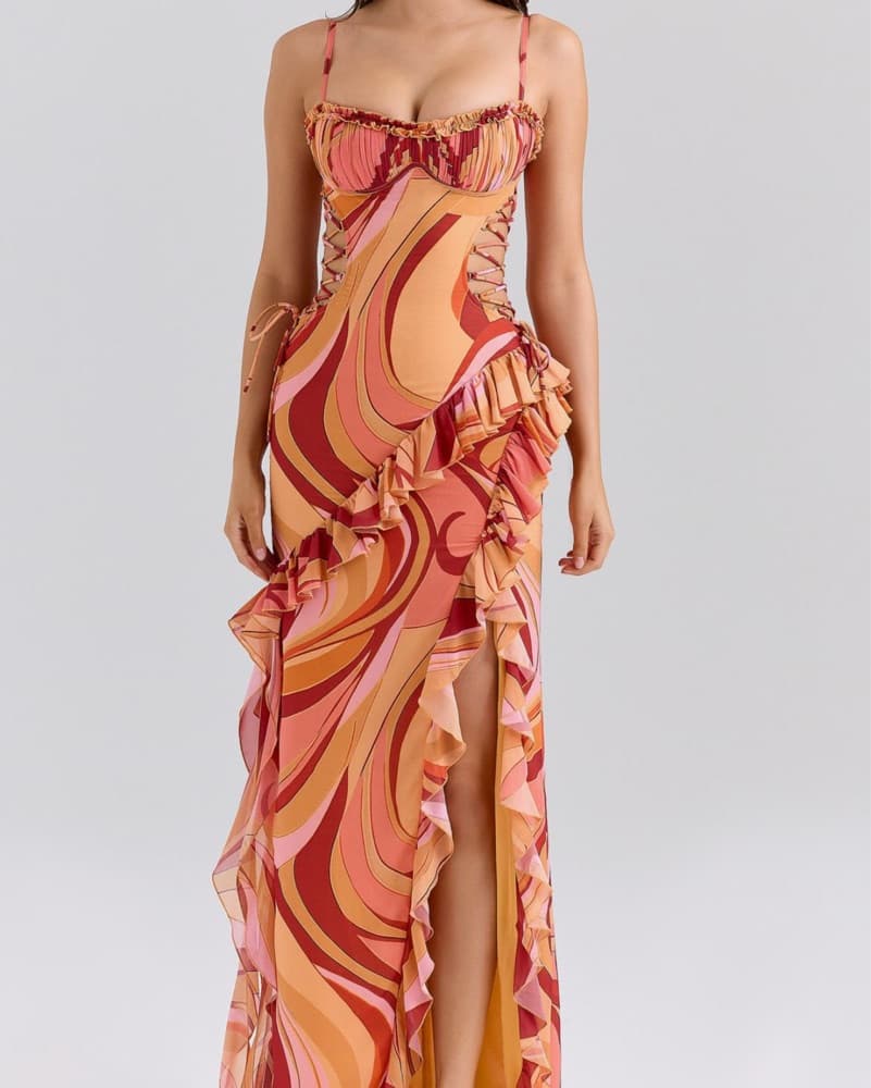 House Of CB Lumira Ruffle Gown - Image 1