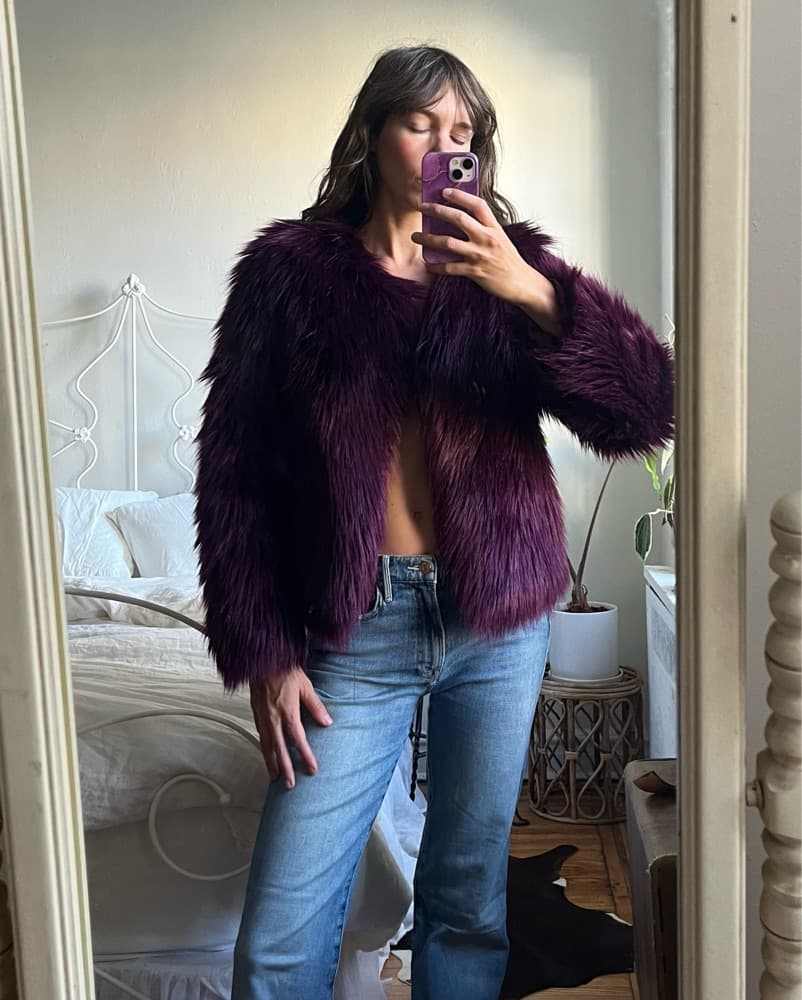 Spooky Cool Faux Fur Purple Coat - Image 4