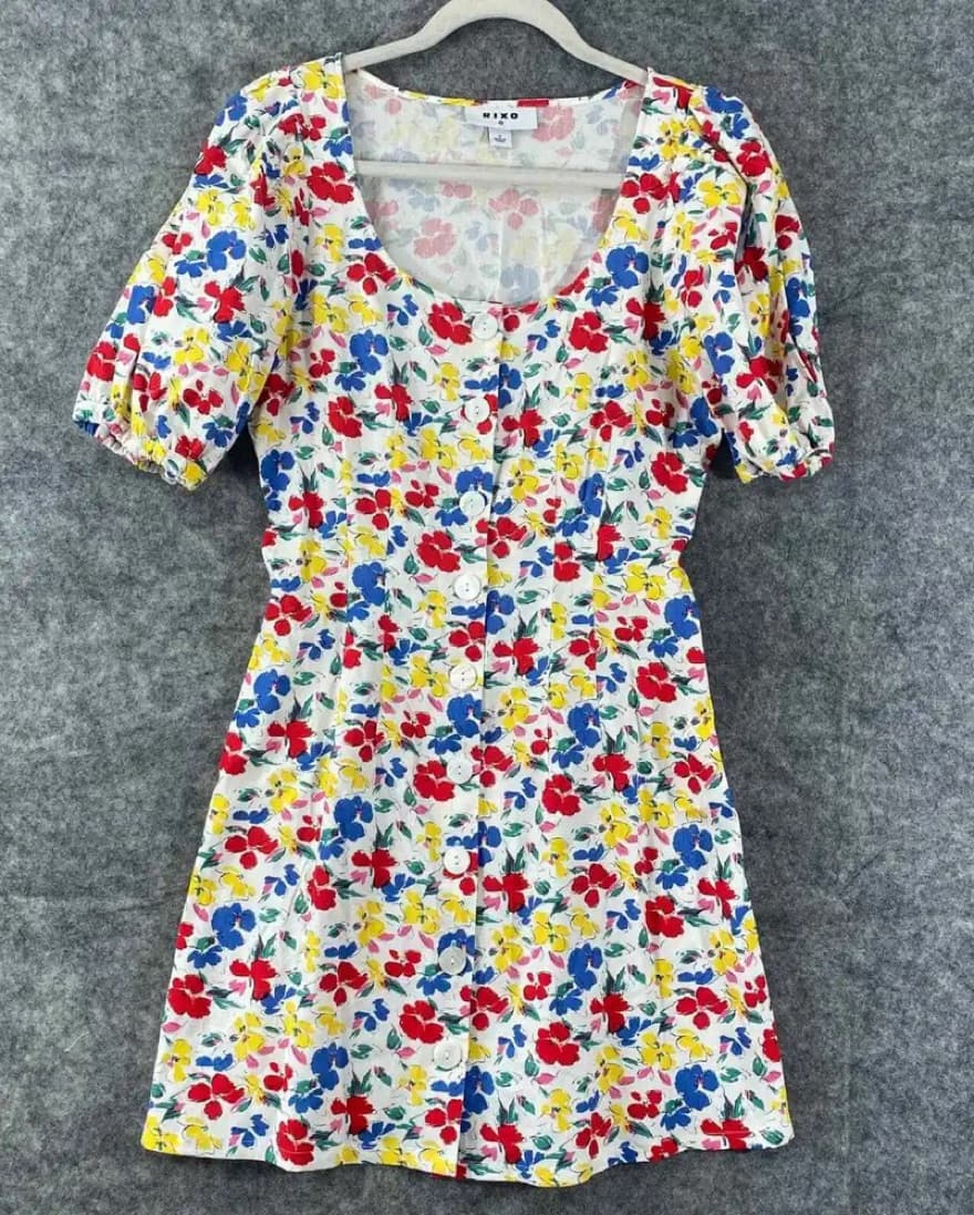 Linen Floral Button Up Dress - Image 2