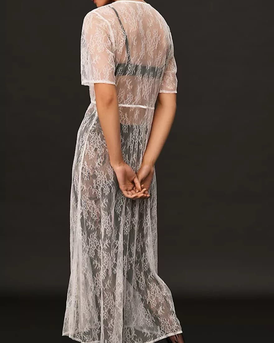 Anthropologie Sheer Lace Dress - Image 4