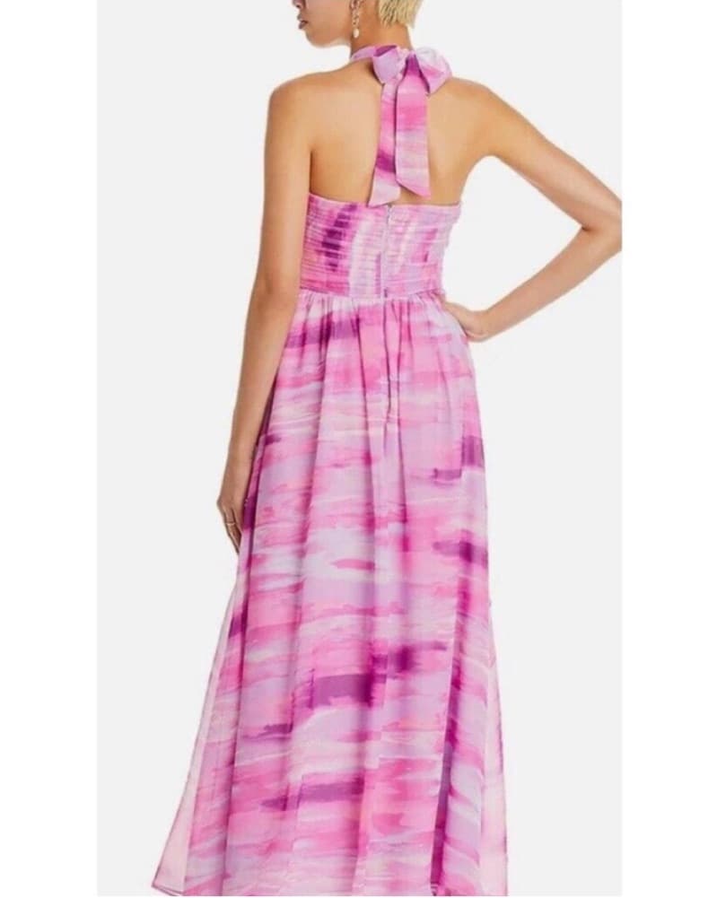 Aqua Chiffon Halter Wrap Maxi - Image 3