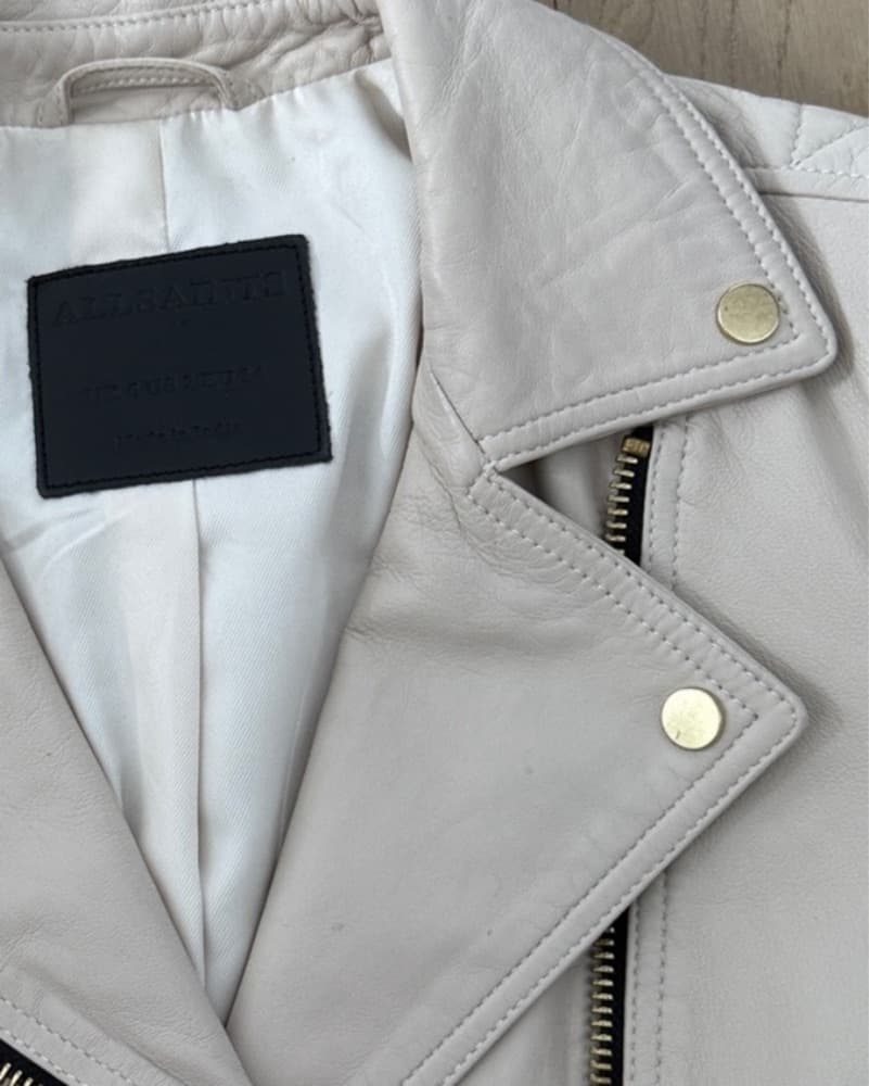 Chic Beige Faux Leather Moto Jacket - Image 3