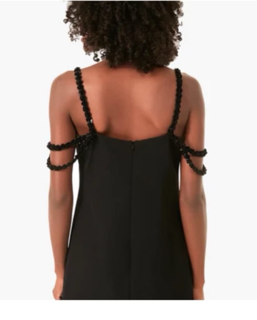 Alexis Black Mini Dress beaded straps - Image 4