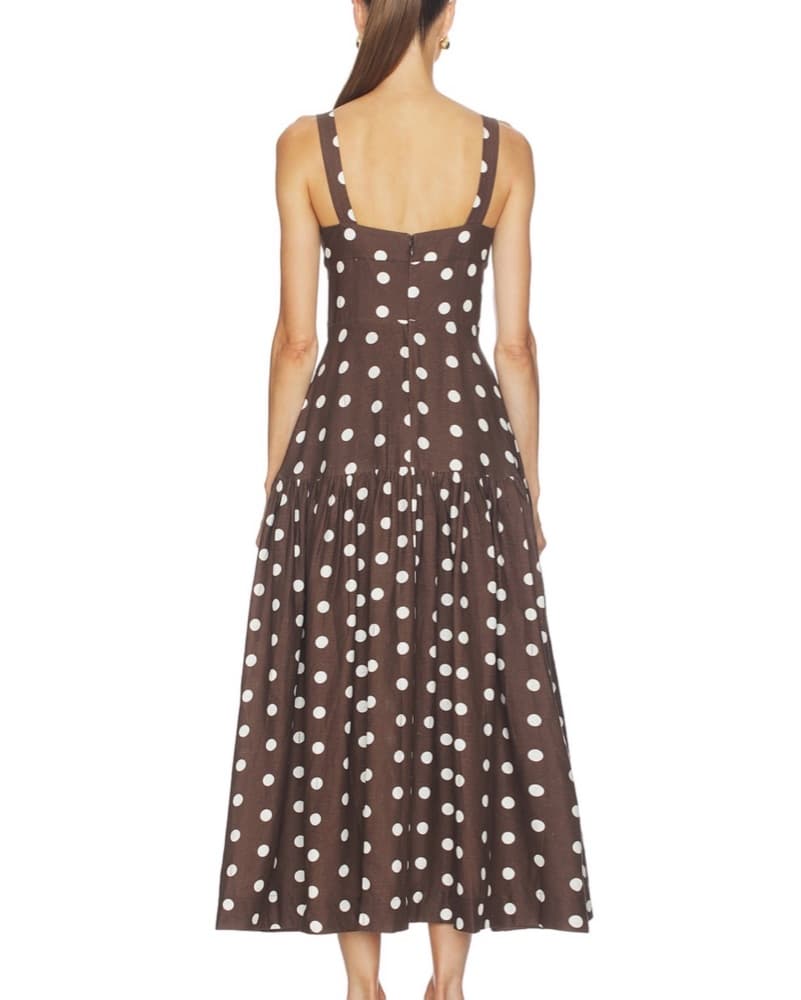 Nicholas Valeria Polka Dot Maxi Dress Mocha XS - Image 2