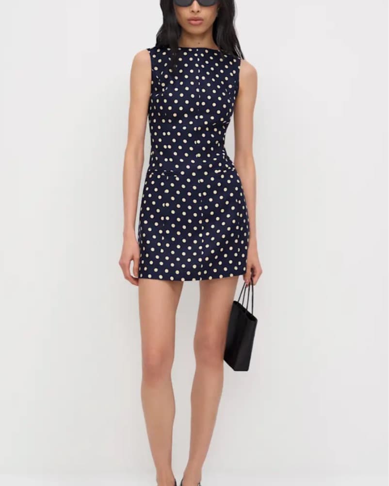 Reformation Citron Linen Dress Polka Dot - Image 1