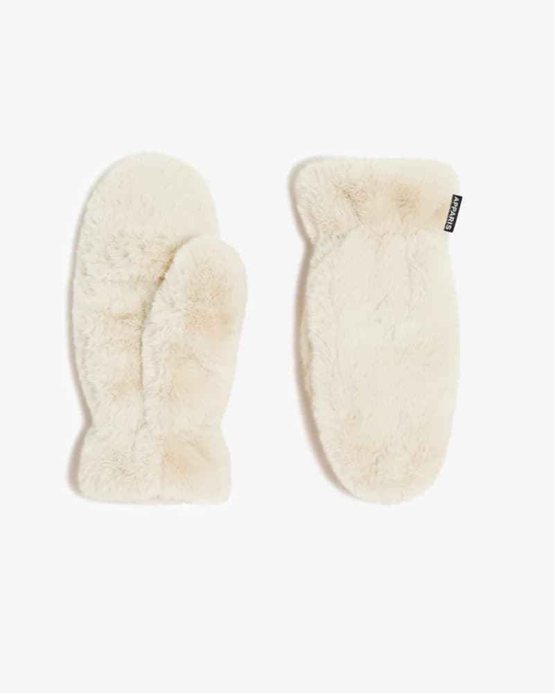 Apparis Plush Fur Mittens Latte - Image 6