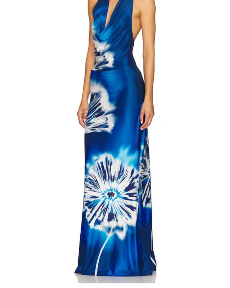 Especia Moonflower Long Dress In Blue - Image 3