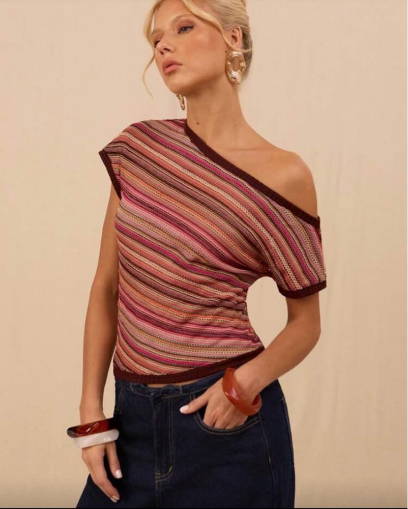Missoni Inspired One-Shoulder Top - Image 4