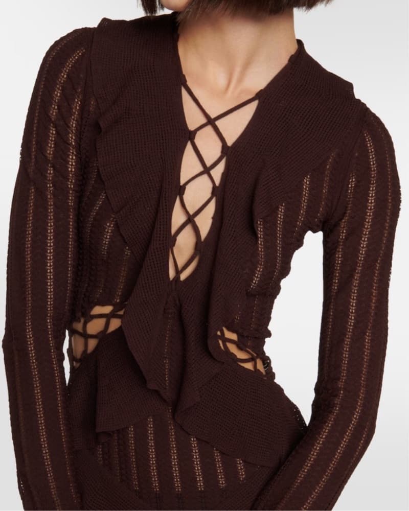 Dion Lee Ruffled Pointelle Mini Dress - Image 2