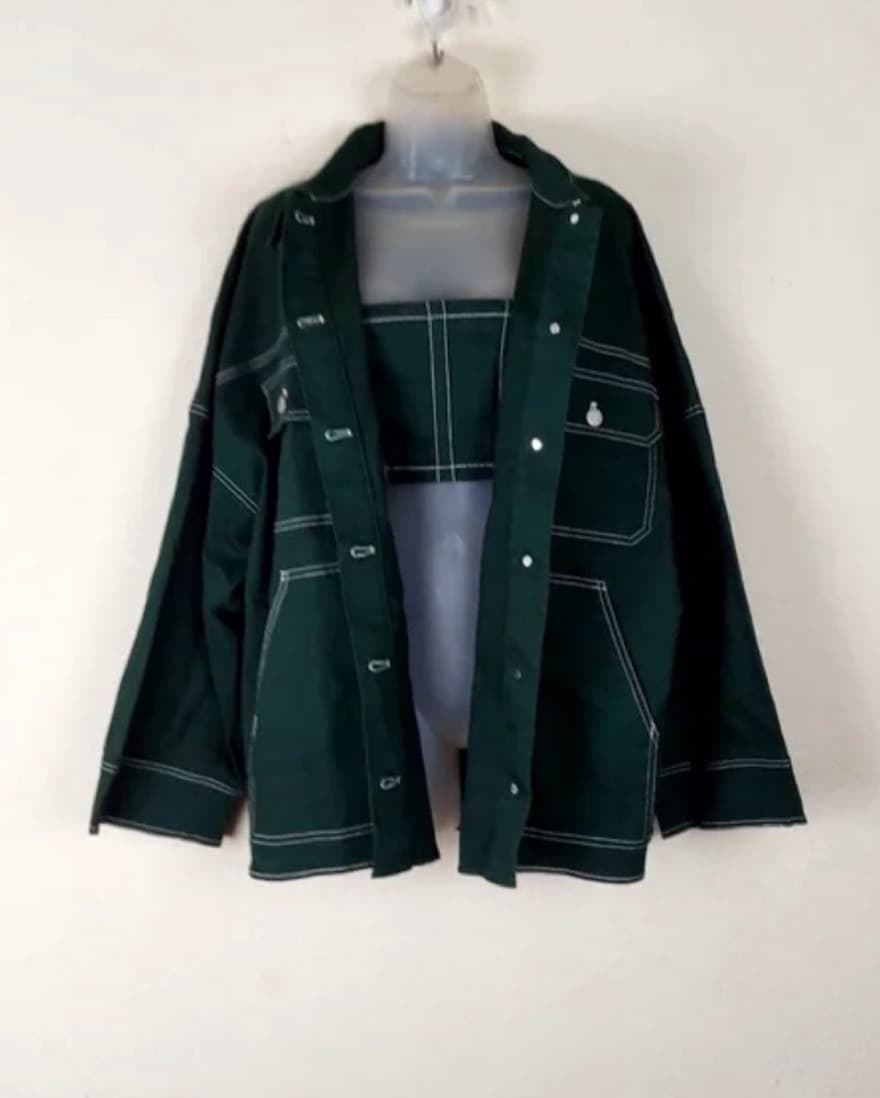 Green Oversized Matching Denim Set - Image 2