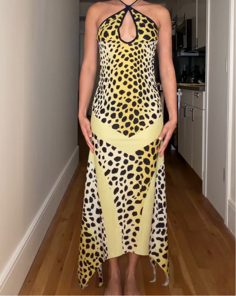 Cheetah Print Halter Dress - Image 3