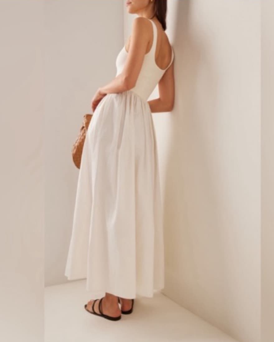 Matteau White Knit & Cotton Maxi Dress - Image 5