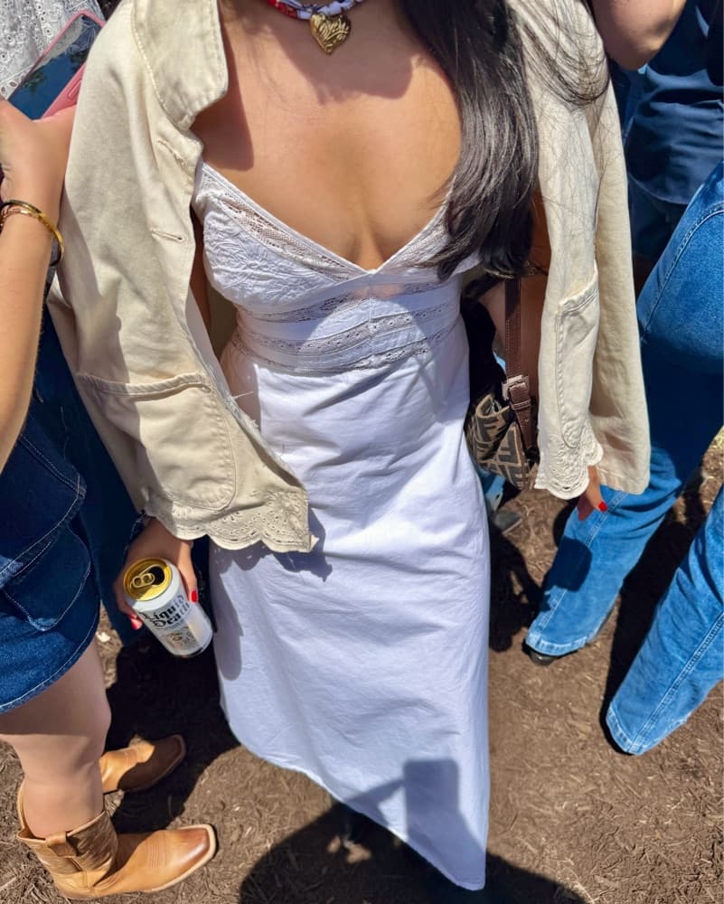 Zara White poplin Lace Maxi Dress - Image 1