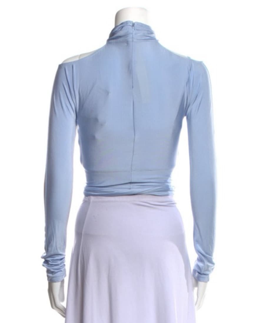 Lapointe Baby Blue Crop Wrap Top - Image 4