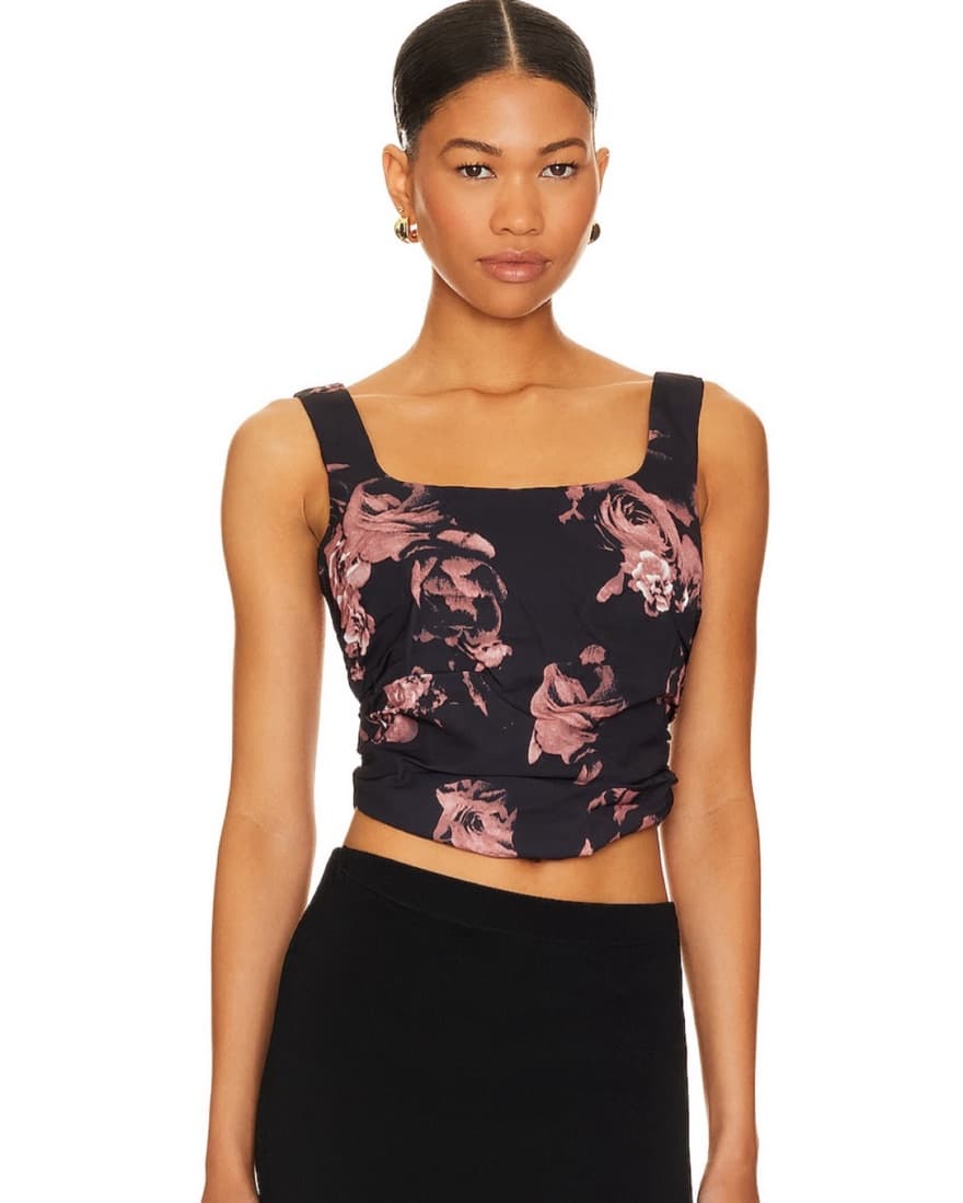 More To Come Black And Pink Floral Top - Image 1