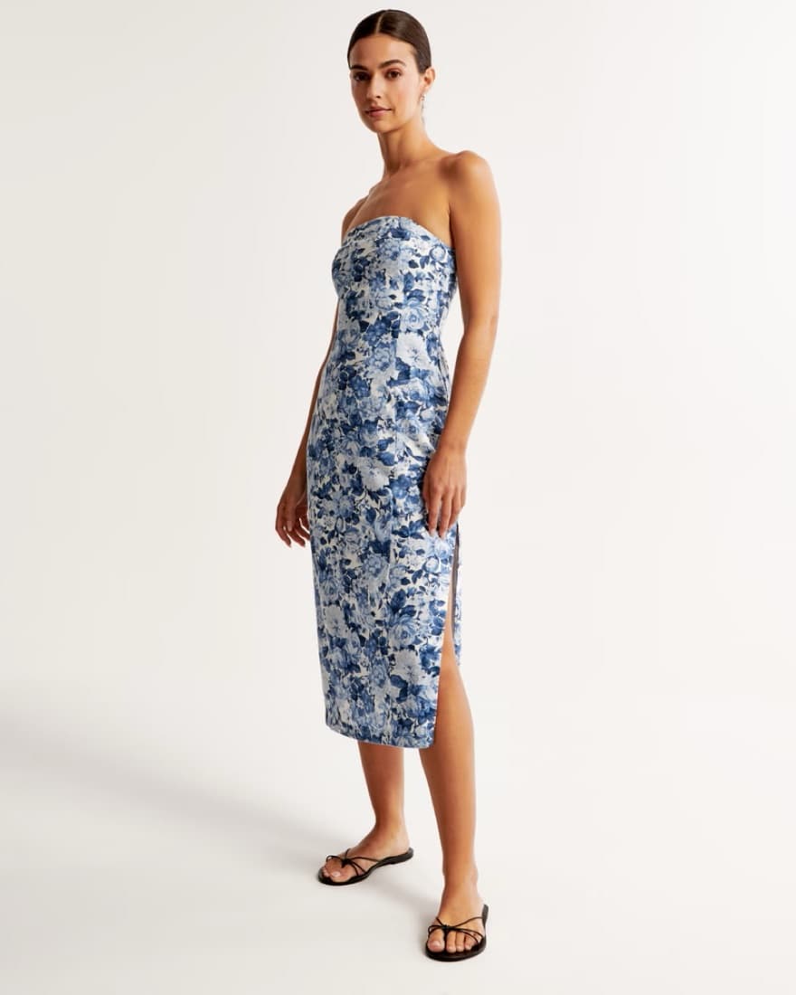 Linen-Blend Midi Dress - Image 1