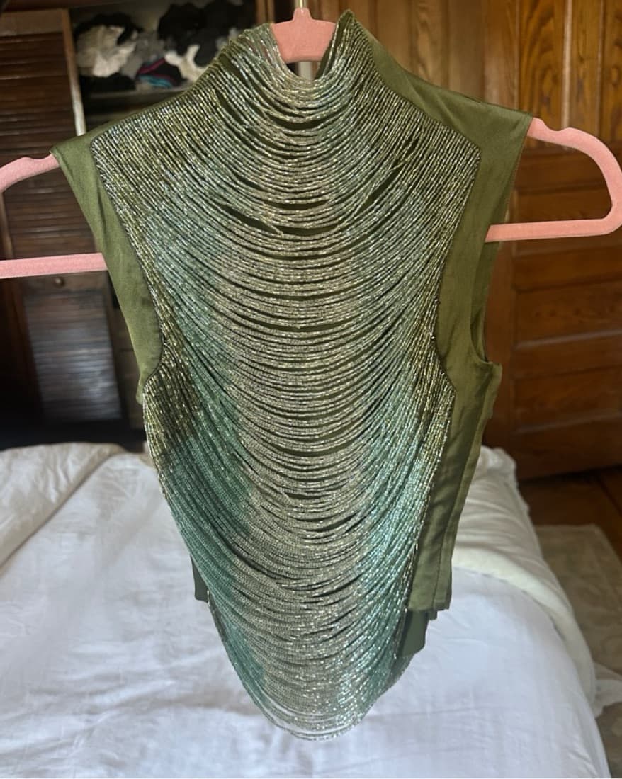 Cult Gaia Green Beaded Top - Image 3