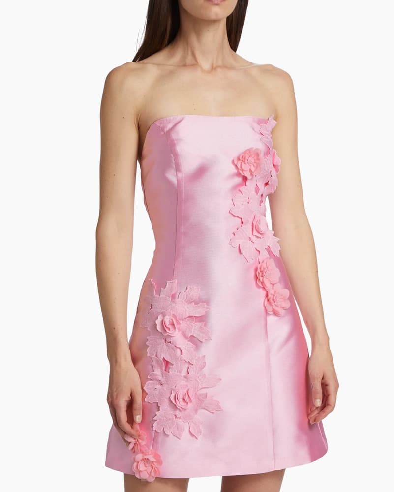 Elliatt Pink Floral Applique Minidress - Image 3