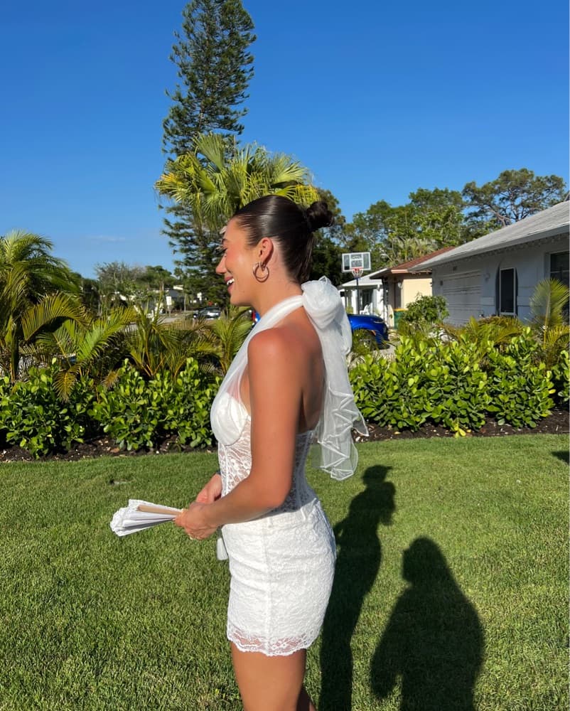 White Lace Mini Skirt & Top - Image 1