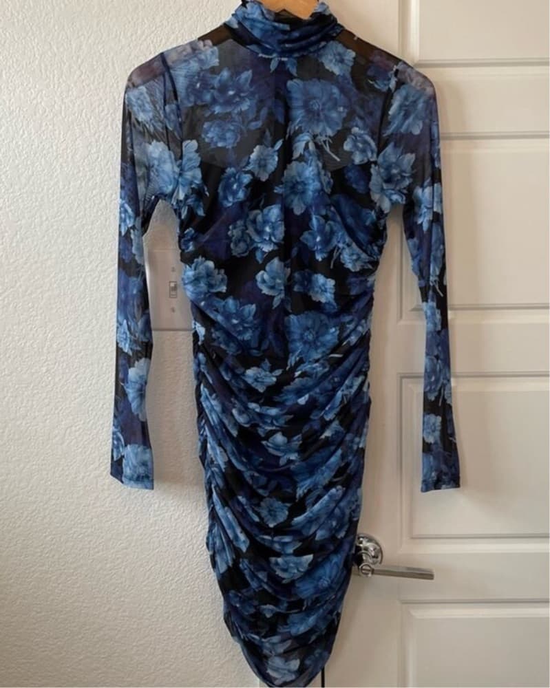 Alice & Olivia Floral Ruched Mini Dress - Image 2
