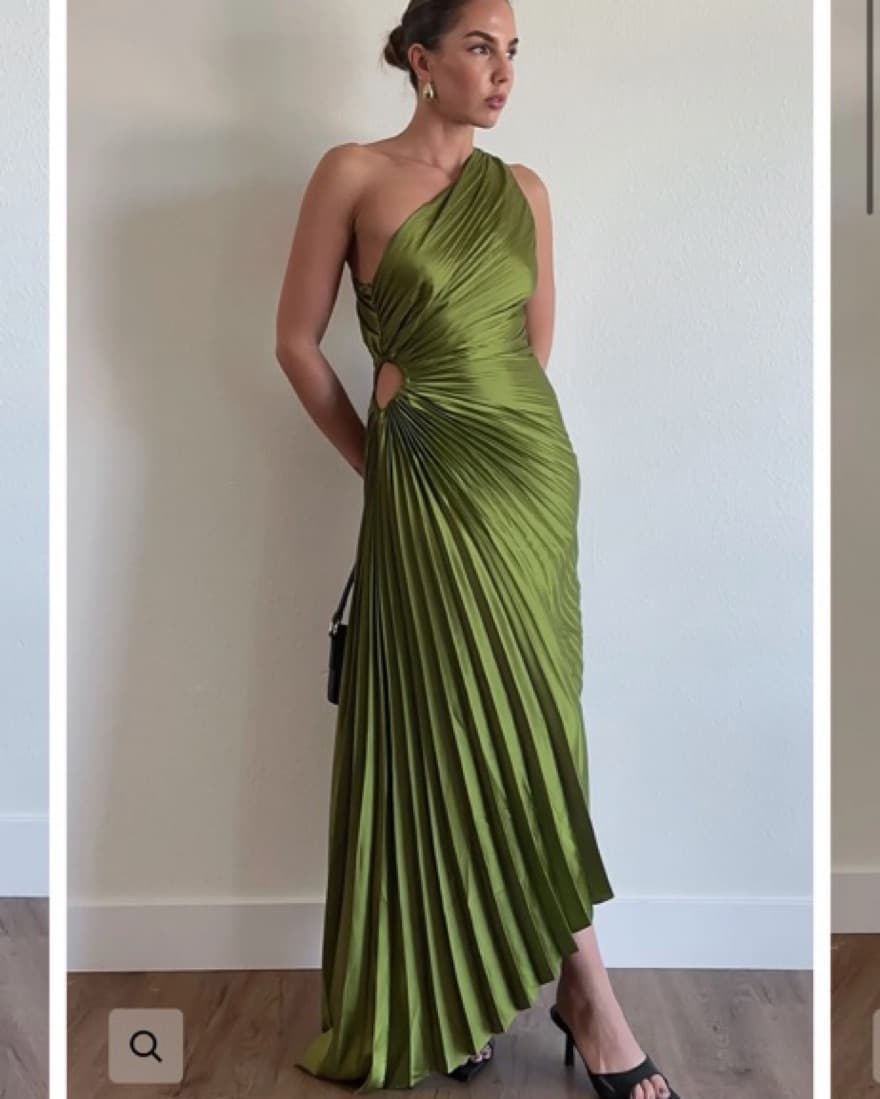 Formal Dress - Green, Pleated  - Image 1