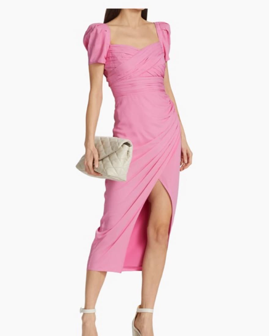 Pink Self Portrait Midi Dress - Image 1