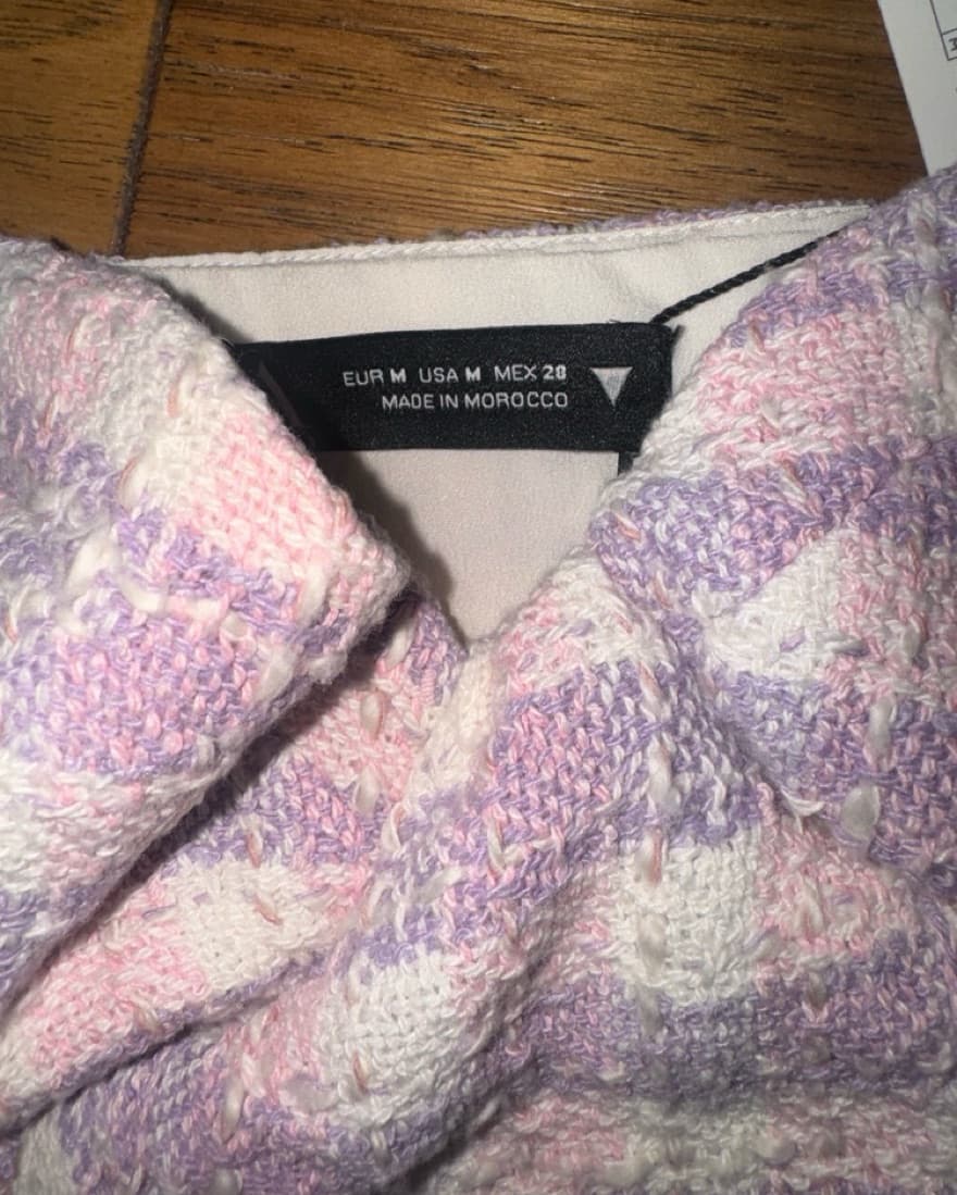 Zara Purple Pink Tweet Corset Crop Top - Image 6