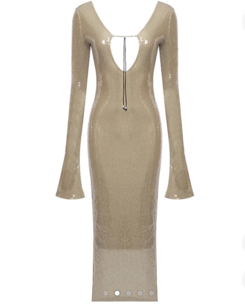Long sleeve sequin dress wirh open back - Image 1