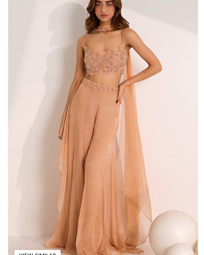 Three Set Palazzo Pant Set Desi Kurthi - Image 1
