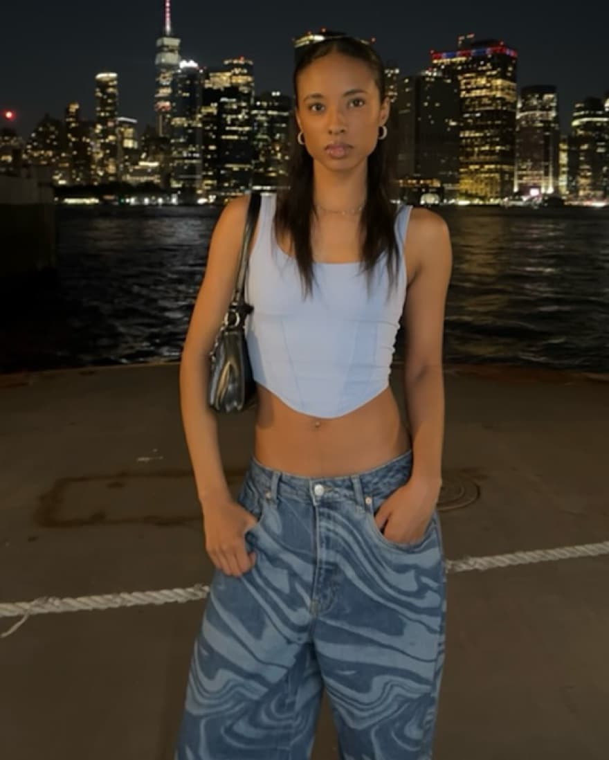 Baggy Blue Jean Wavy Pants - Image 2