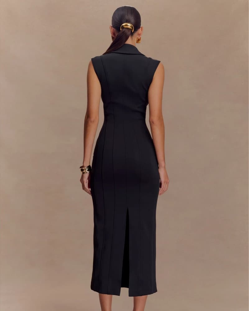 MESHKI Collared Keagan Dress Black XS - Image 4