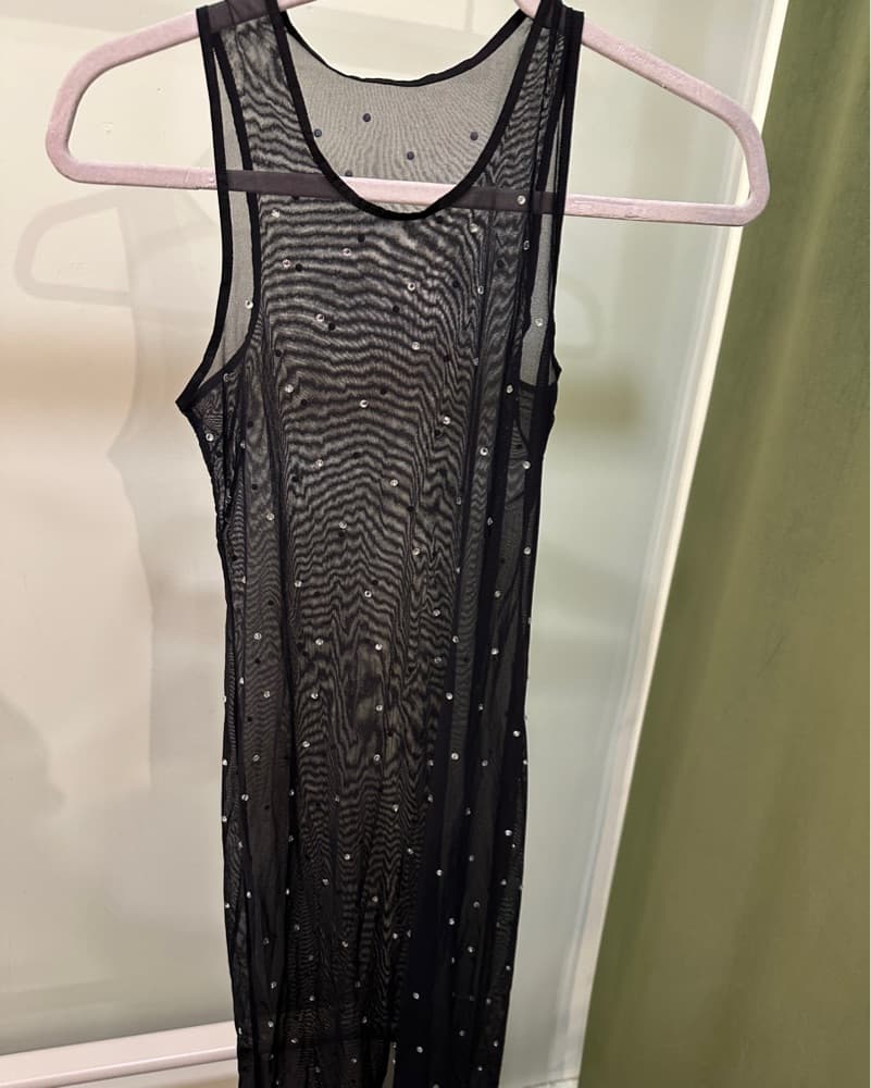 Sparkling Black Polka Dot Maxi Dress - Image 2