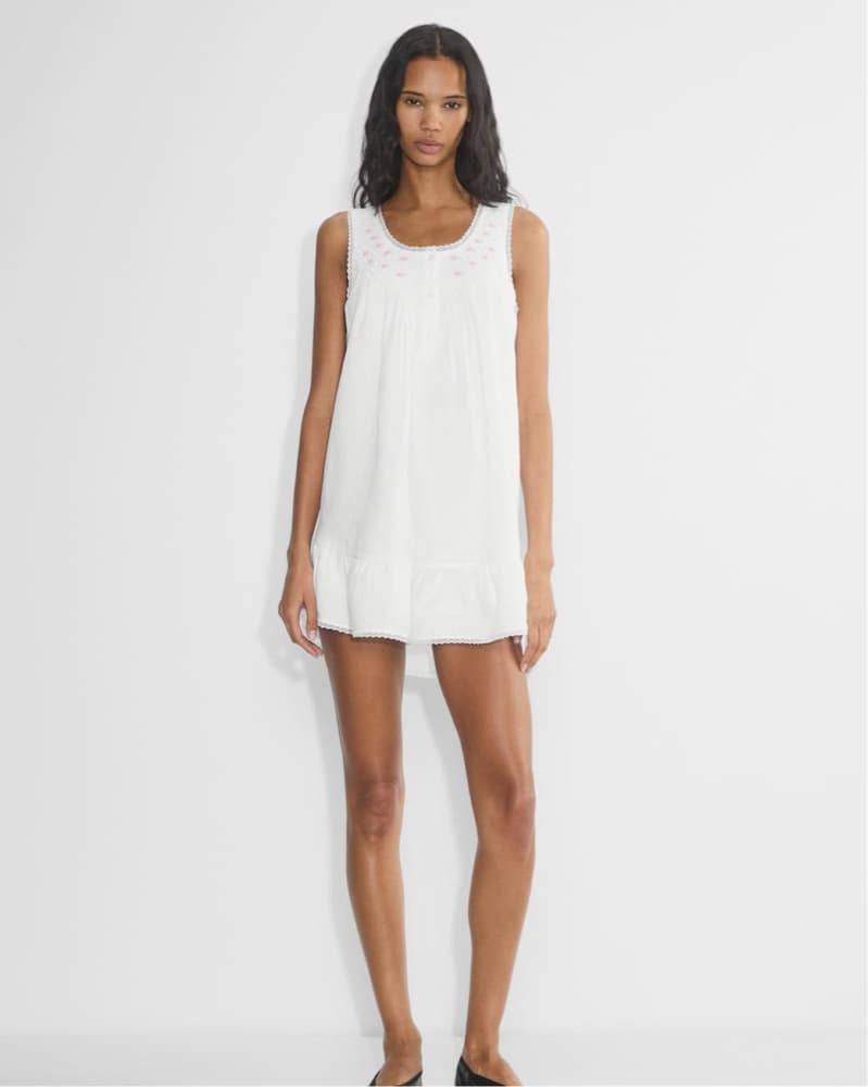 Aritzia Lace-Trimmed White Dress - Image 3