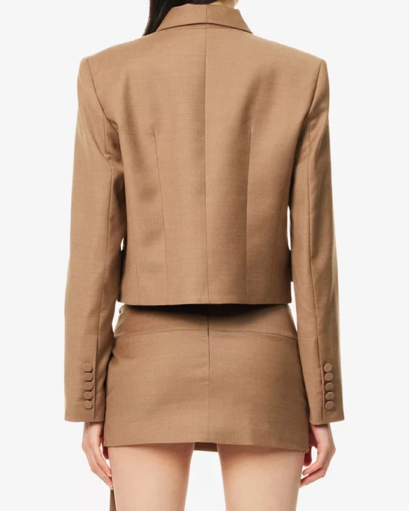 Aya Muse Tan Wool Blazer + Skirt Set - Image 3