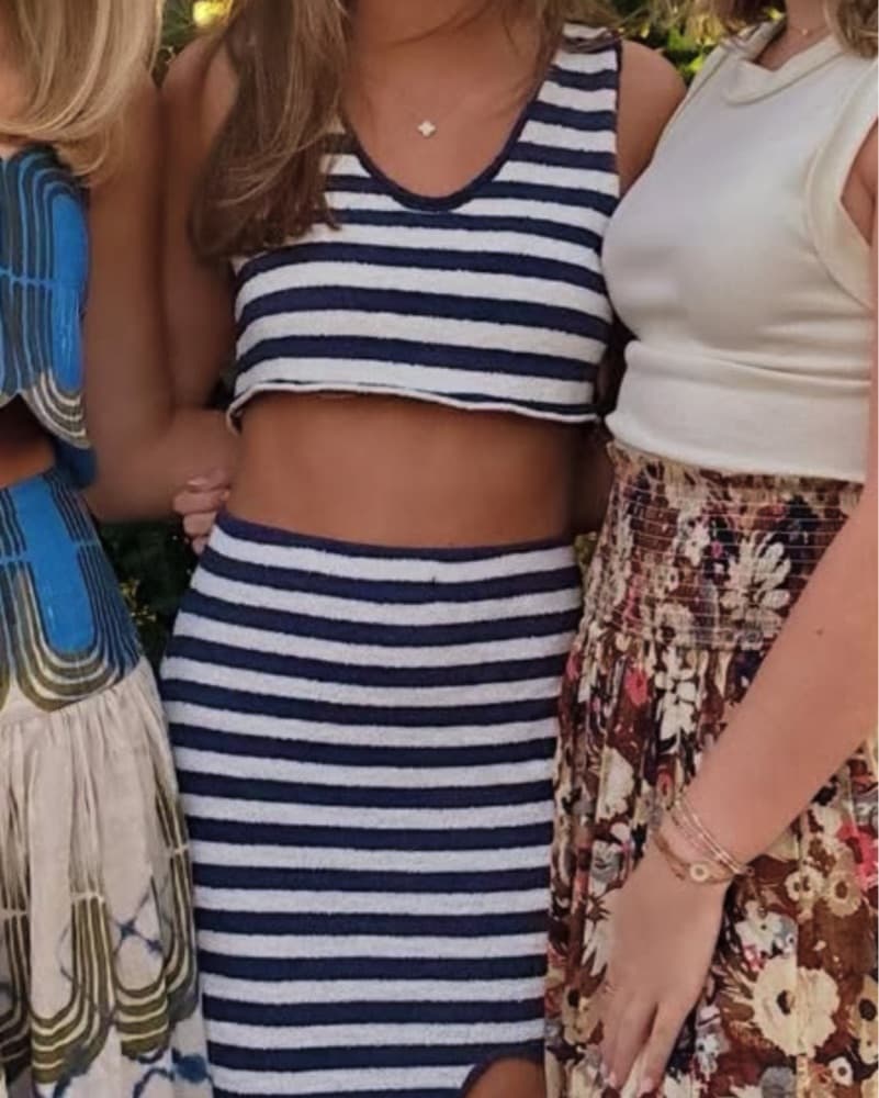 Free People Navy White Striped Beach Set - Image 1