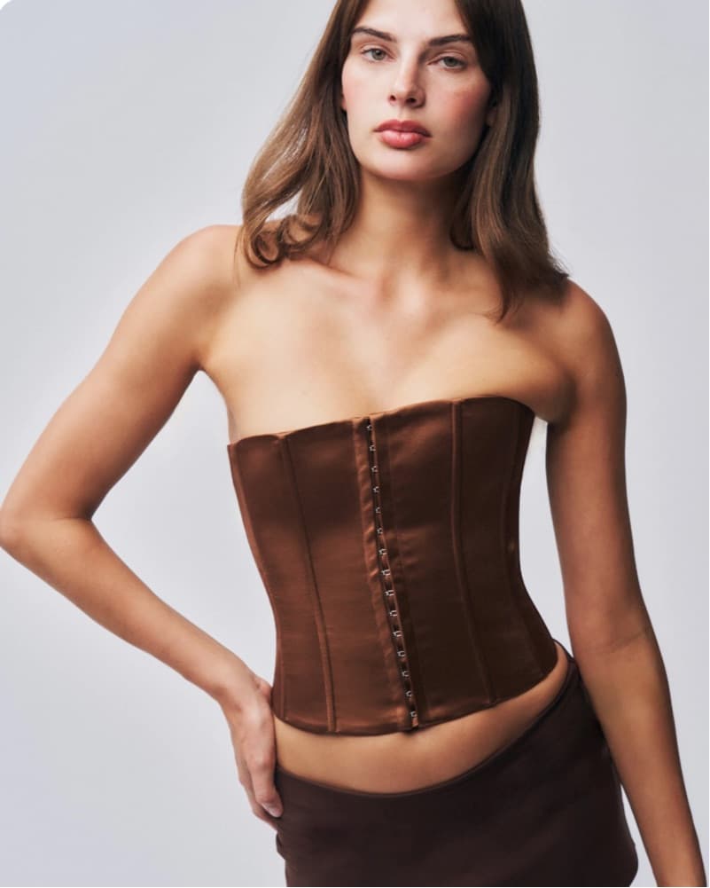 Guizo Brown Satin Corset - Image 3